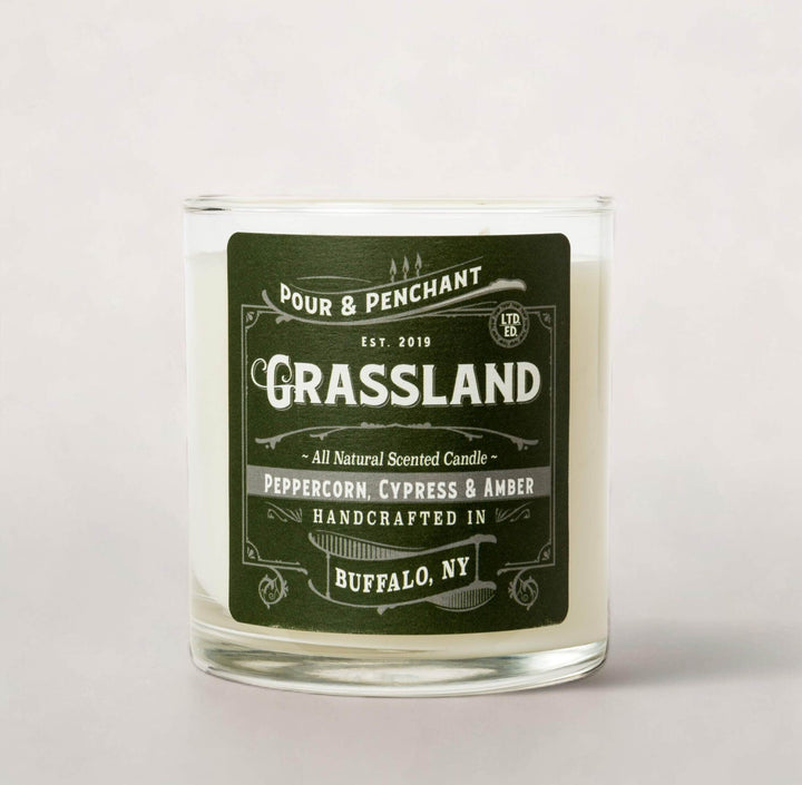 Pour & Penchant 10 oz Scented Candle - GRASSLAND - Peppercorn, Cypress & Amber 