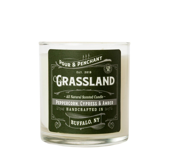 Pour & Penchant 10 oz Scented Candle - GRASSLAND - Peppercorn, Cypress & Amber