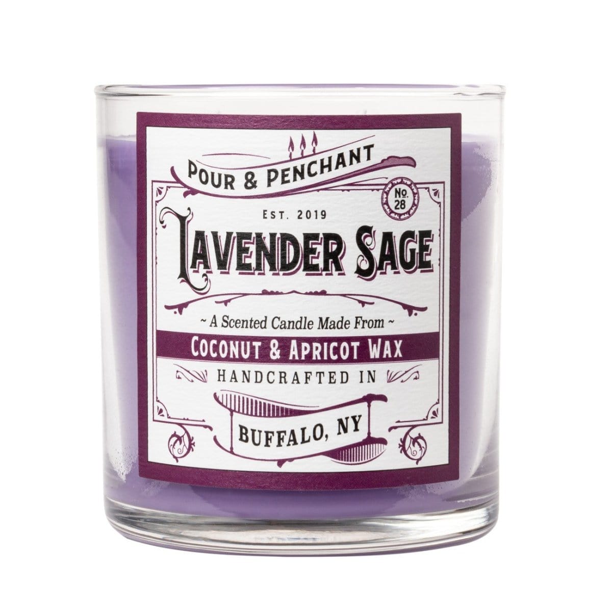 Pour & Penchant 10 oz Scented Candle - LAVENDER SAGE no.28 - Lavender, Sage & Green Leaves