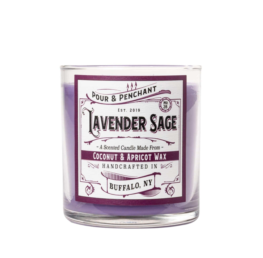 Pour & Penchant 10 oz Scented Candle - LAVENDER SAGE no.28 - Lavender, Sage & Green Leaves