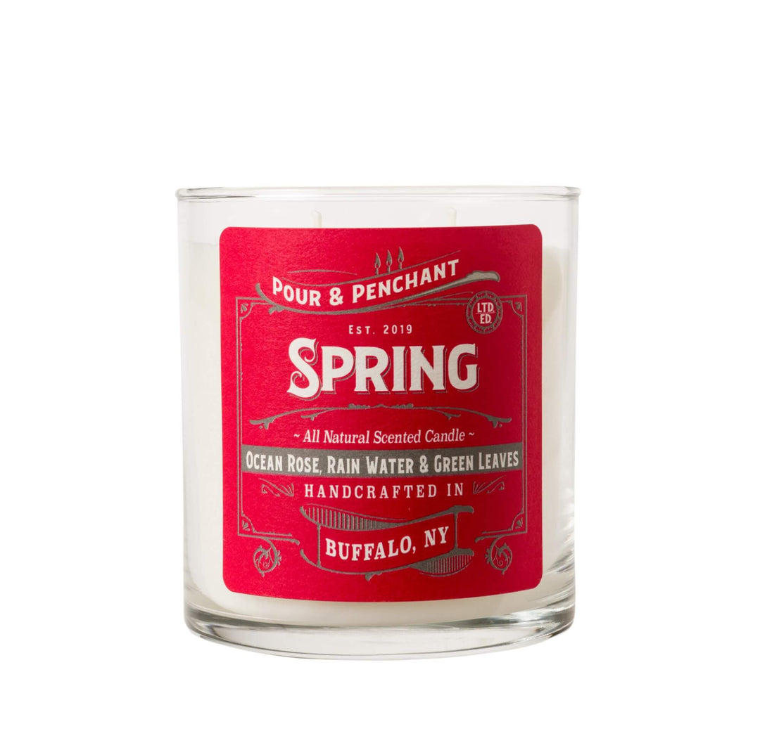 Pour & Penchant 10 oz Scented Candle - SPRING - Ocean Rose, Sea Mist & Green Leaves.