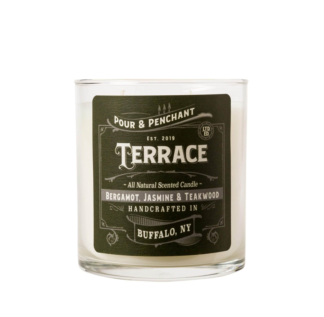 Pour & Penchant 10 oz Scented Candle - TERRACE - Bergamot, White Jasmine & Teakwood Terrace