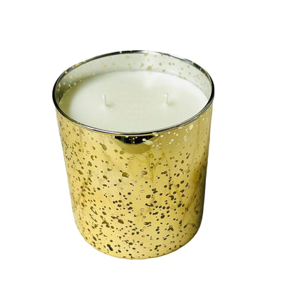 Pour & Penchant 10 oz Scented Candle - GARLAND no.89 - Red Currant & Balsam Fir. Gold metallic.
