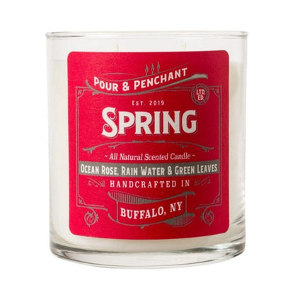 Pour & Penchant 10 oz Scented Candle - SPRING - Ocean Rose, Sea Mist & Green Leaves.