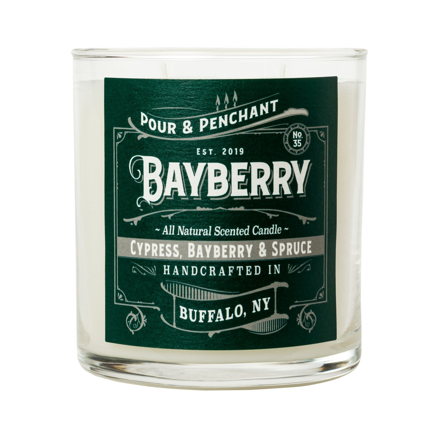 Pour & Penchant 10 oz Scented Candle - BAYBERRY no.35 - Bayberry, Cypress & Blue Spruce
