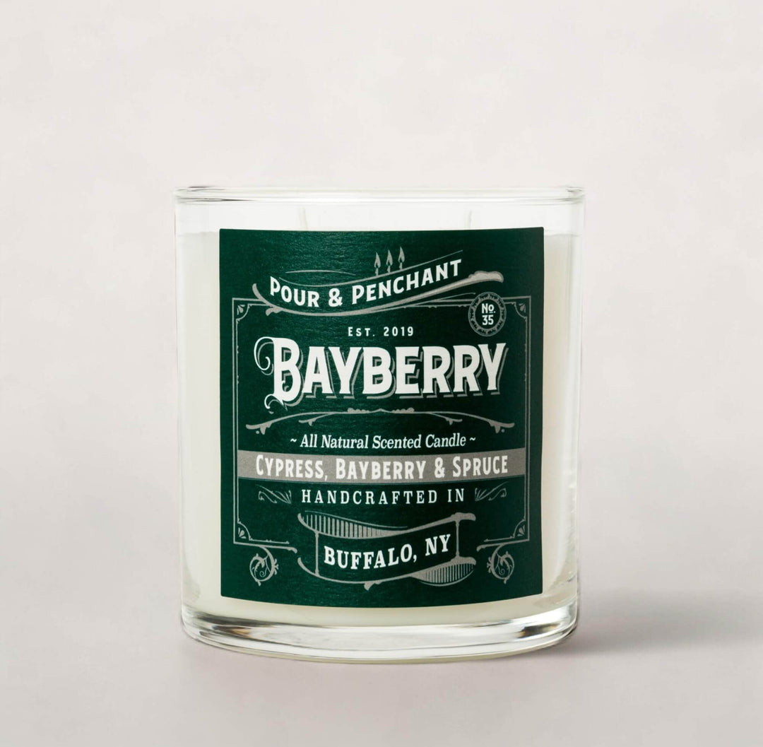 Pour & Penchant 10 oz Scented Candle - BAYBERRY no.35 - Bayberry, Cypress & Blue Spruce