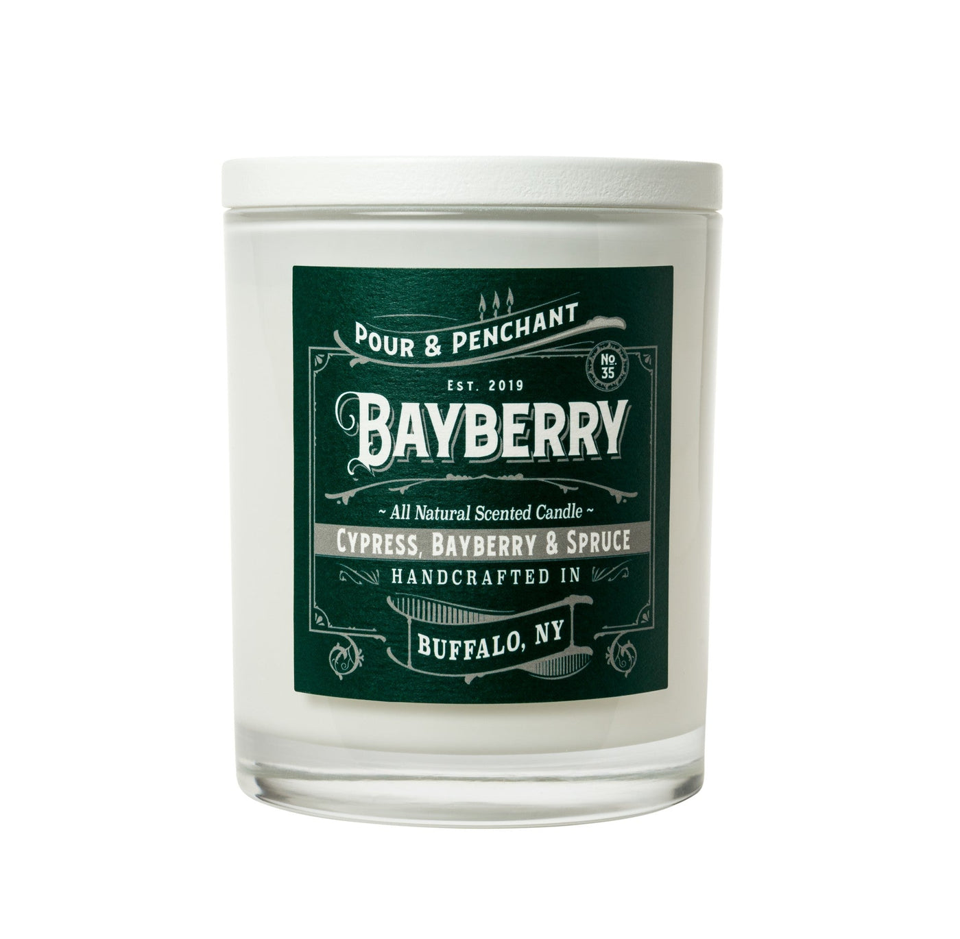 Pour & Penchant 13 oz Scented Candle - BAYBERRY no.35 - Bayberry, Cypress & Blue Spruce
